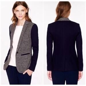J. Crew Wool Blend Two Tone Contrast Slim Fit Blazer One Button Jacket Size 8